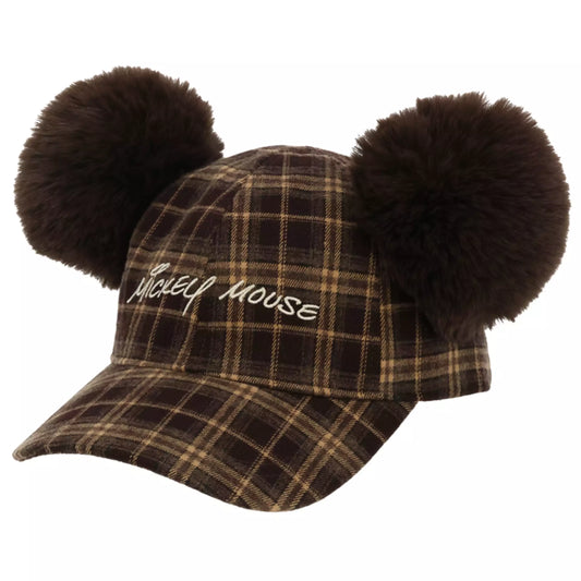 casquette a carreaux signature mickey pompom tokyo disney resort