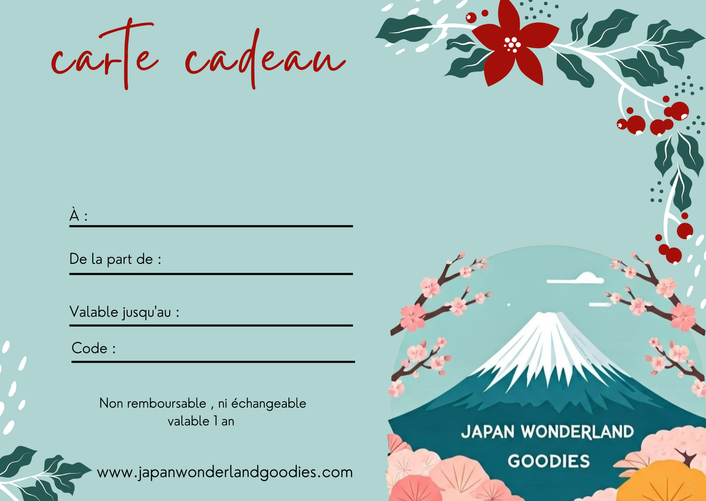 E -Carte Cadeau japan Wonderland Goodies