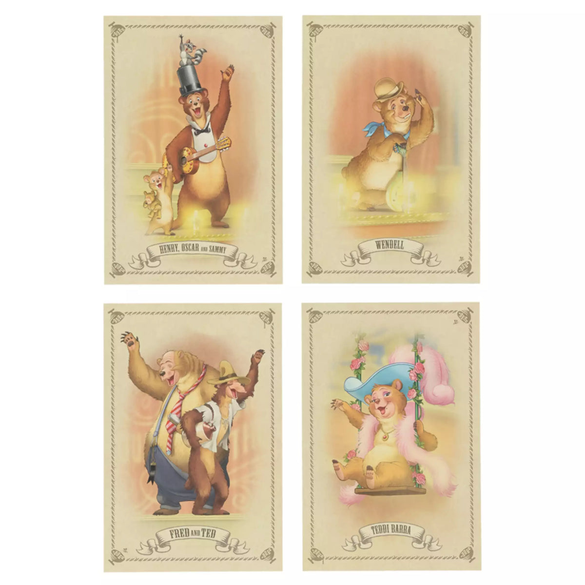 lot de 11 cartes postale the country bears tokyo disney resort