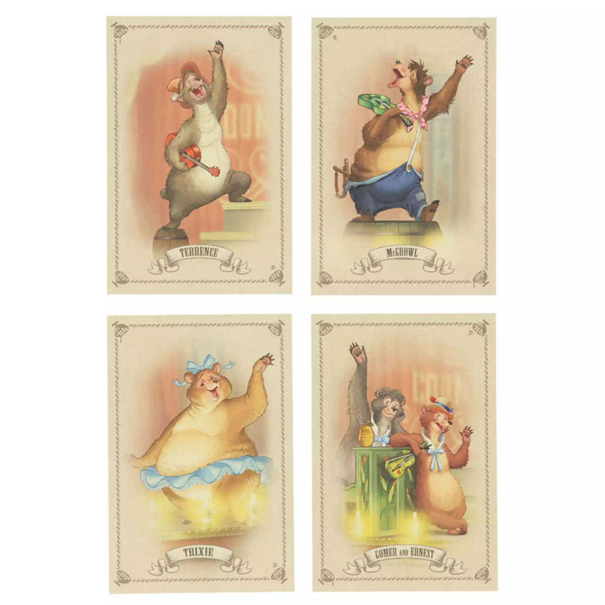 lot de 11 cartes postale the country bears tokyo disney resort