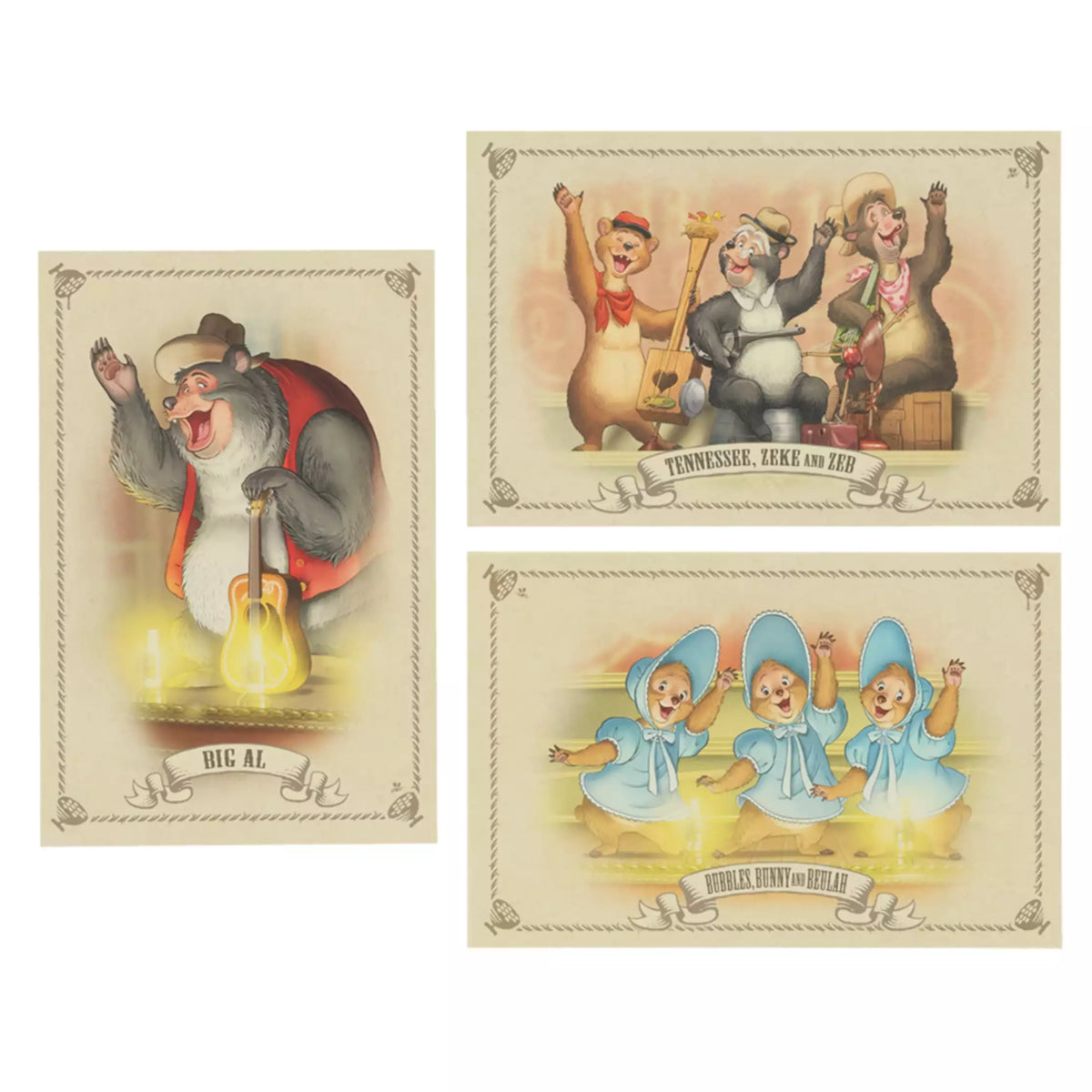 lot de 11 cartes postale the country bears tokyo disney resort