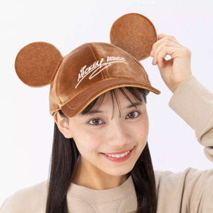 casquette signature mickey en velours marron tokyo disney resort