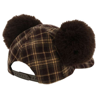 casquette a carreaux signature mickey pompom  tokyo disney resort