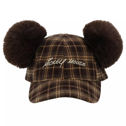 casquette a carreaux signature mickey pompom  tokyo disney resort