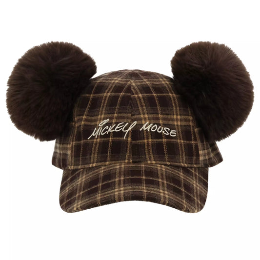 casquette a carreaux signature mickey pompom  tokyo disney resort