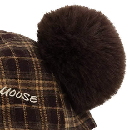 casquette a carreaux signature mickey pompom  tokyo disney resort