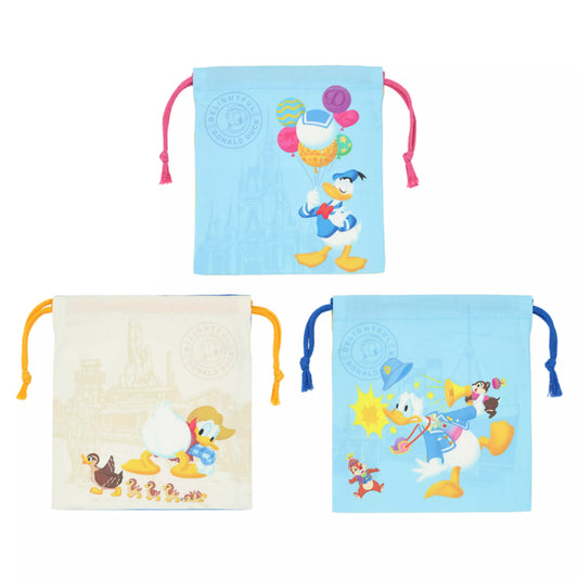 lot de 3 pochettes tissus donald duck tokyo disney resort