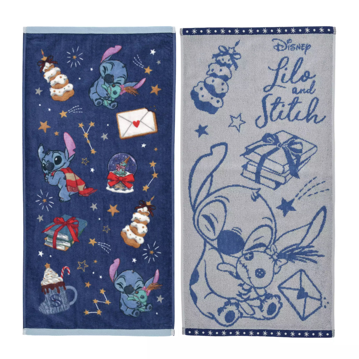 lot de 2 serviettes stitch holiday gift disney store japon