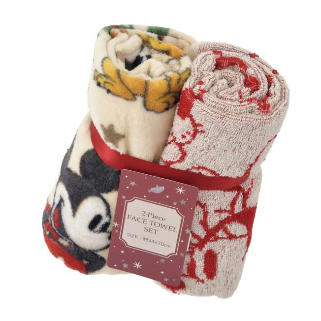 lot de 2 serviettes mickey et minnie holiday gift disney store japon