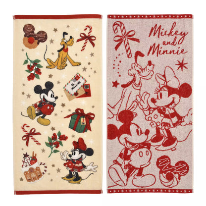 lot de 2 serviettes mickey et minnie holiday gift disney store japon