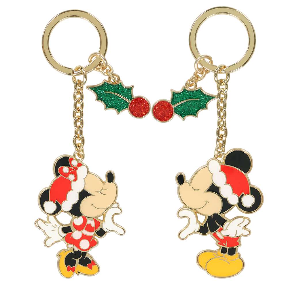 2 porte clés mickey et minnie christmas 2025