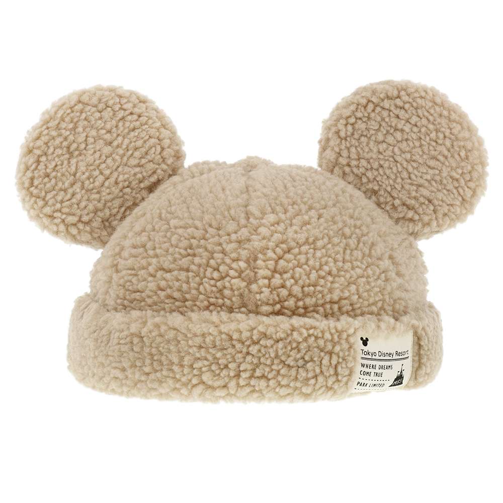 Bonnet mickey peluche beige