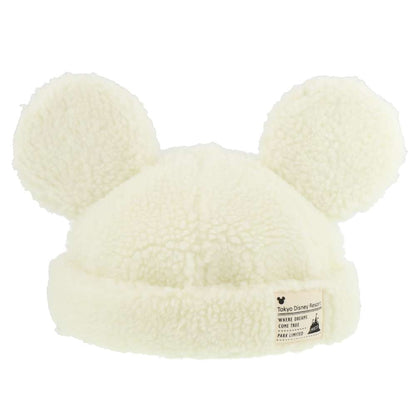 Bonnet mickey peluche blanc