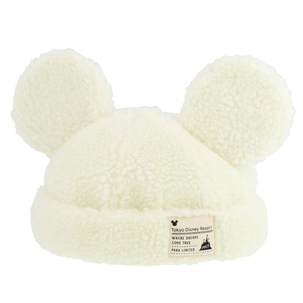 Bonnet mickey peluche blanc